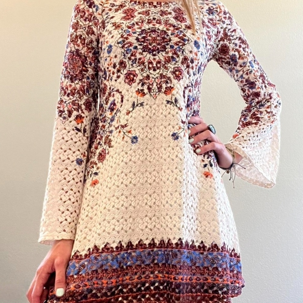Floral Patterned Cream Dress